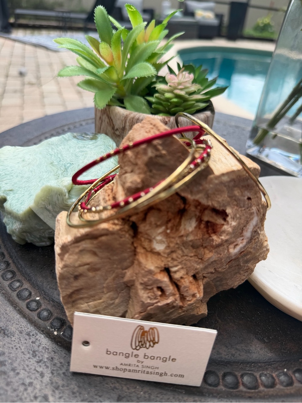 Build A Bracelet Stack -New AMRITA SINGH Bangle Bracelets - Red and Gold 4pc